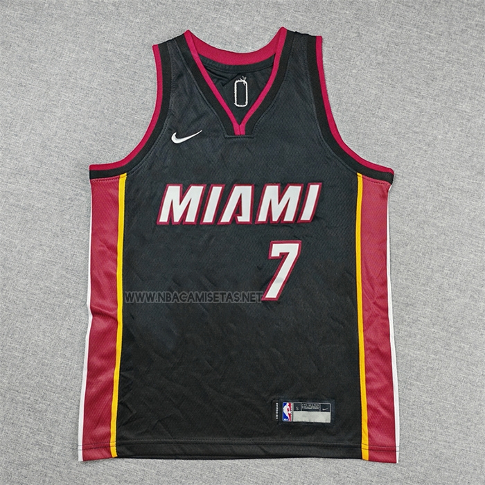 Camiseta Nino Miami Heat Giannis Antetokounmpo NO 7 Icon Negro